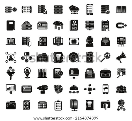 Customer database icons set simple vector. Company advertising. Business service