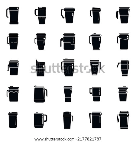 Thermo cup icons set simple vector. Coffee cup. Cap beverage