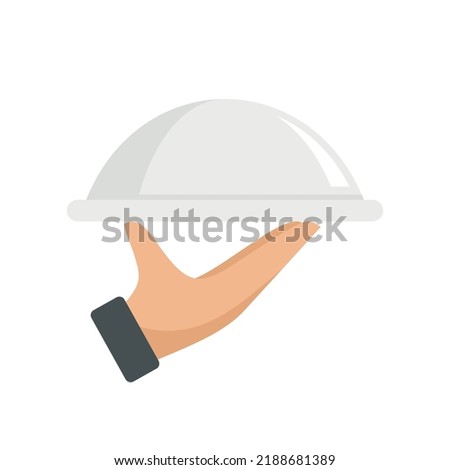 Room service food tray icon. Flat illustration of room service food tray vector icon isolated on white background