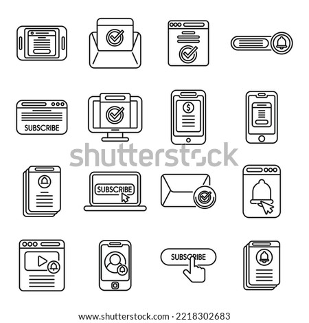 Subscriotion icons set outline vector. Business membership. Model envelope