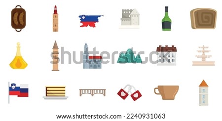 Slovenia icons set. Flat set of Slovenia vector icons for web design isolated