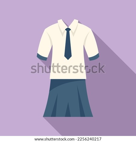 Child dress icon flat vector. School uniform. Suit skirt