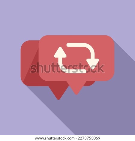 Red chart repost icon flat vector. Repost graphic. Data document