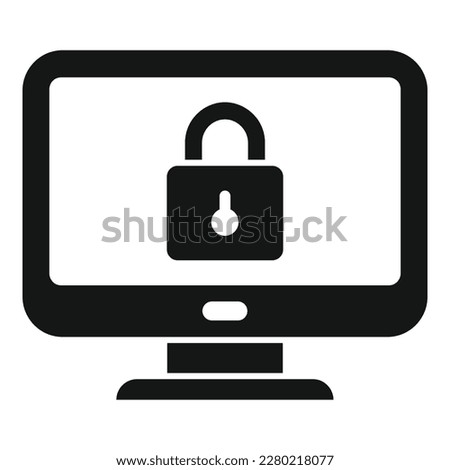 Monitor safe icon simple vector. Data privacy. Secure policy