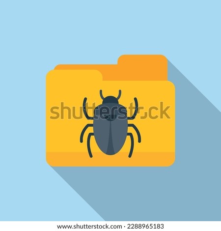 Folder bug icon flat vector. Fraud alert. Crime email