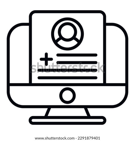 Medical pc card icon outline vector. Patient record. Care chart