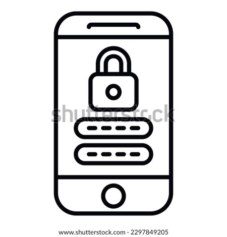 Phone login icon outline vector. Cyber app. Screen biometric