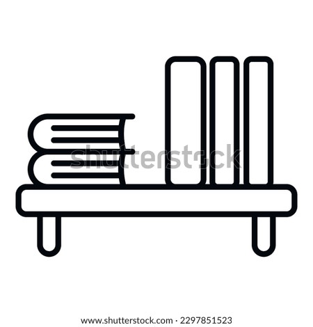 Book stack table icon outline vector. Workspace sit. Work correct