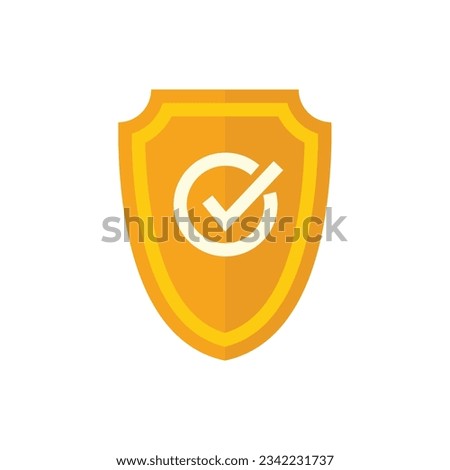 Quality shield icon flat vector. Check guarantee. Mark safe isolated