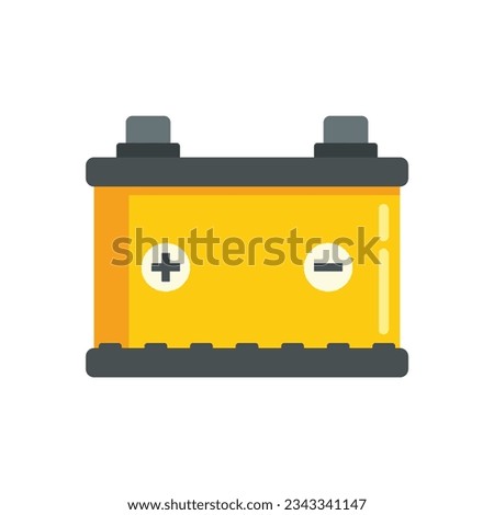 New car battery icon flat vector. Full energy. Accumulator cell isolated