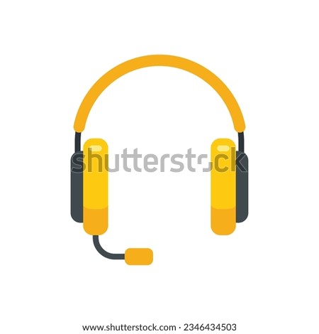 Person headset icon flat vector. Gamer headphone. Service center isolated