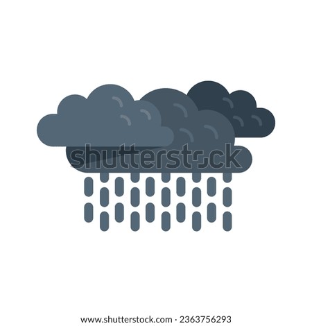 Cloudy rain icon flat vector. Cold fog. Cloud weather isolated