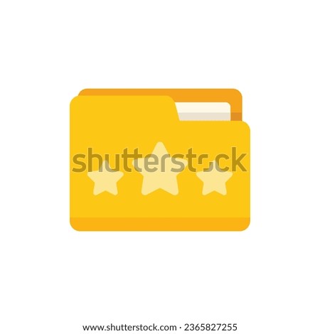 Rate folder icon flat vector. Star review. Client service isolated
