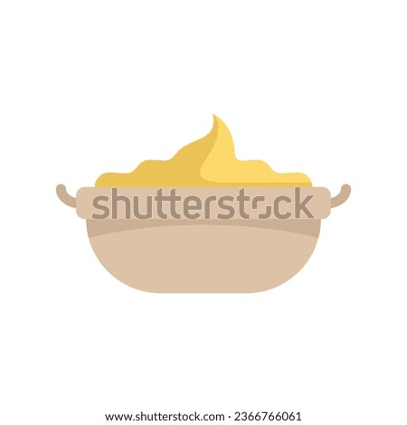 Mashed food icon flat vector. Mash potato. Bowl meal isolated