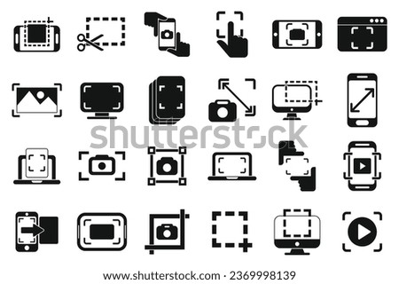 Screenshot icons set simple vector. Take app. Button phone