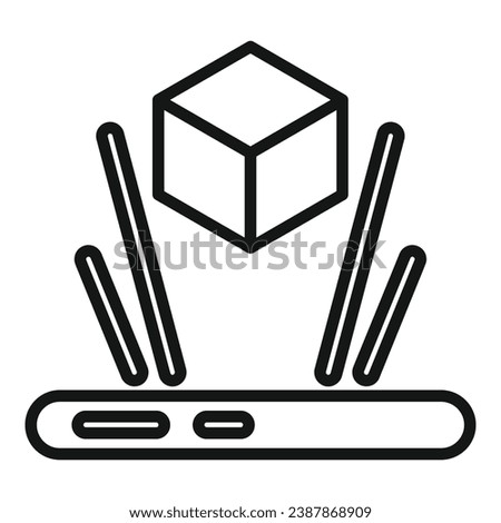 Augmented reality stand icon outline vector. Indoor game room. Video code