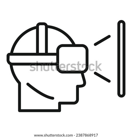 Augmented reality man headset icon outline vector. Cube reality marker. Camera digital