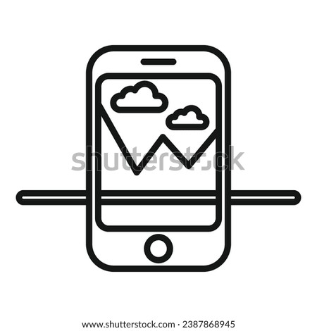 Augmented reality phone landscape icon outline vector. Scan game. Video code