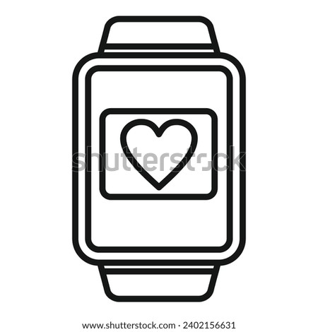 Heart data track icon outline vector. System sport data. Fitbit device