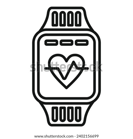 Heart rate smartwatch icon outline vector. Run healthcare. Smart wifi data