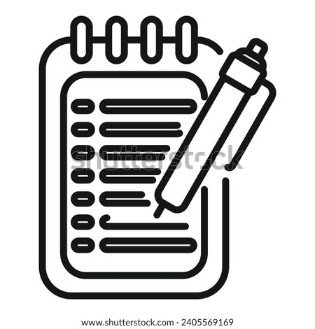 Write clipboard screen icon outline vector. Tally information. System account file