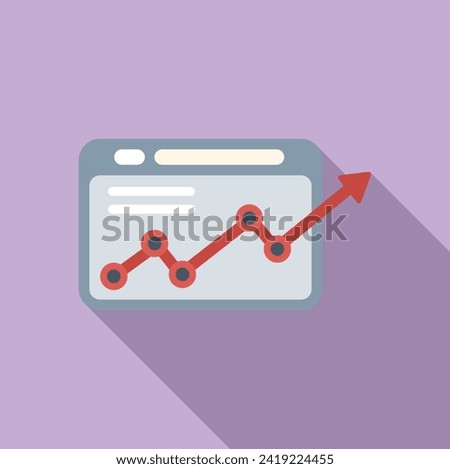 Seo chart website icon flat vector. Computer market. Data rank