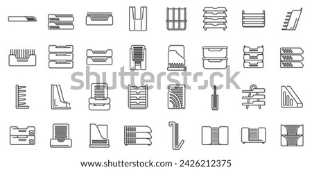 Paper tray icons set outline vector. Office rack storage. File work