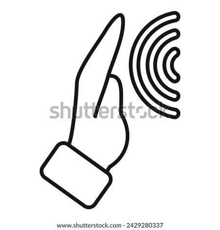 Distance palm scanning icon outline vector. Social system. Security eye