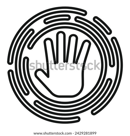 Circle palm scanning icon outline vector. Id security. Signature eye automatic
