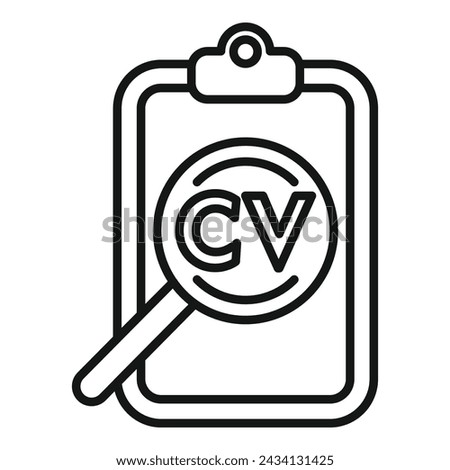 Cv clipboard search icon outline vector. Resume company. Hunting research