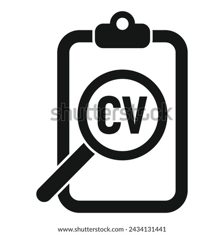Cv clipboard search icon simple vector. Resume company. Hunting research
