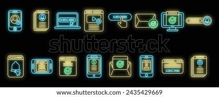Subscriotion icons set outline vector. Business membership. Model envelope neon isolated