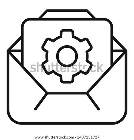 Mail cog battery icon outline vector. Size twin storage. Dark cellular