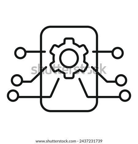 Cog overview icon outline vector. Memory dual machine. Cog tech storage