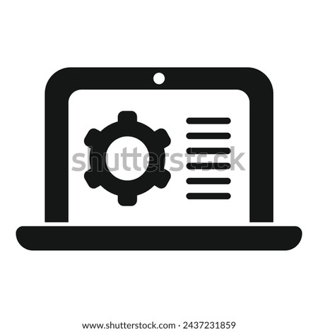 Laptop gear overview icon simple vector. Solitary tech cog. Dual memory mobile
