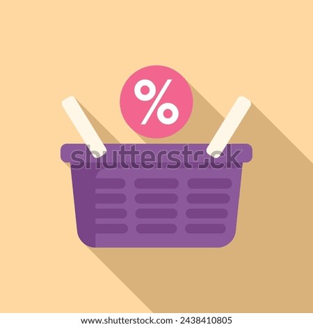 Sale market basket icon flat vector. Shop promotion image. Certificate rate card