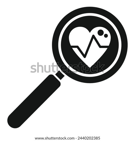 Search magnifier heart rate icon simple vector. Body disease. Health effect