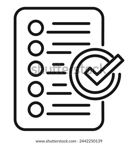 Approved document icon outline vector. Quality product control. Legal internet law