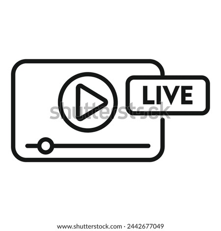 Live video podcast icon outline vector. Streaming platform. Play button