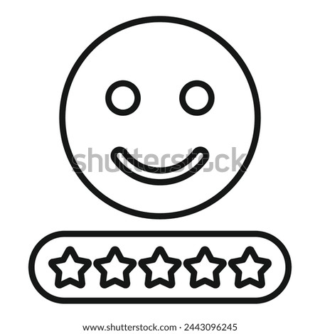 Fast rating emoji icon outline vector. Game star button. Grin patron degree