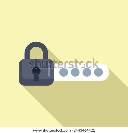 New password lock icon flat vector. Secure message. Safe step account