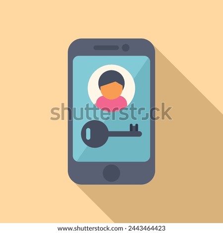 Lock phone user icon flat vector. Mobile registration access. Code secure message