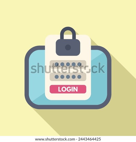 Fast login online icon flat vector. Tablet equipment. Dual process passcode