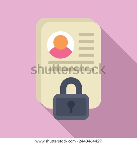 Lock online document icon flat vector. Password access process. Internet website