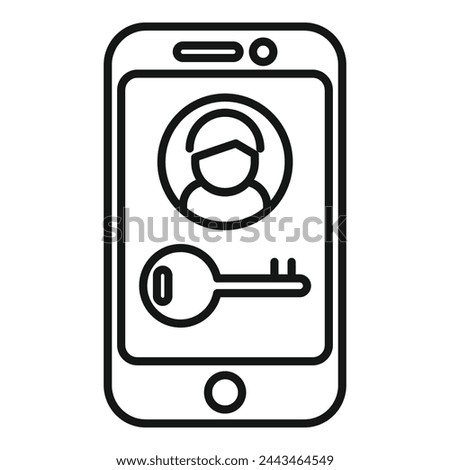 Lock phone user icon outline vector. Mobile registration access. Code secure message
