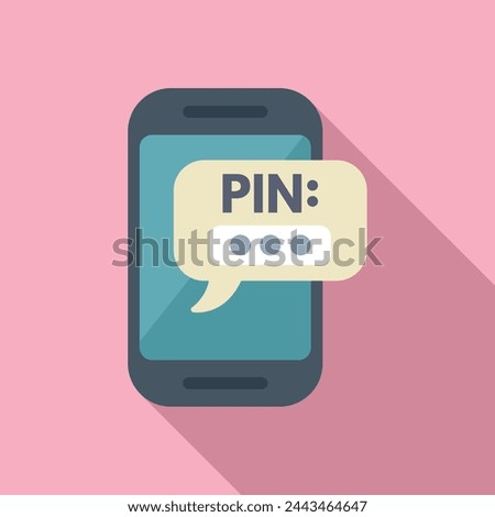 Pin lock smartphone icon flat vector. Id dual process. Multi registration
