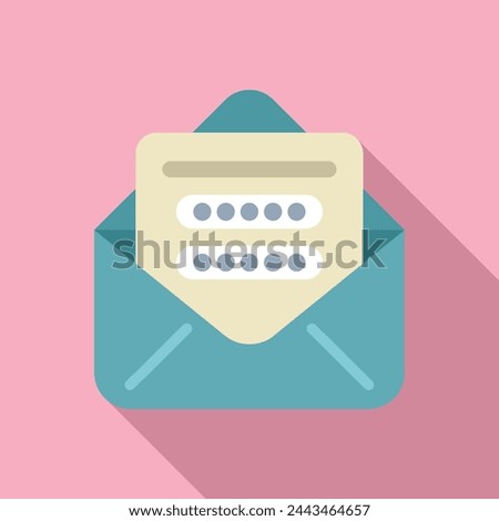 Safe new mail icon flat vector. Step safe cellular. Id dual process message