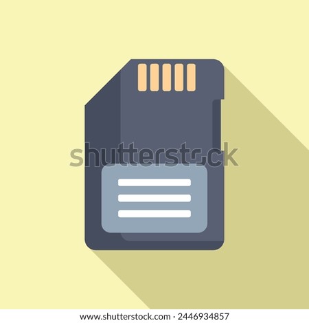 SD storage chip icon flat vector. Archive database. Product machine disk