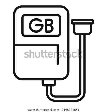 Mass storage tb icon outline vector. Focus state plastic. SSD flash sd device