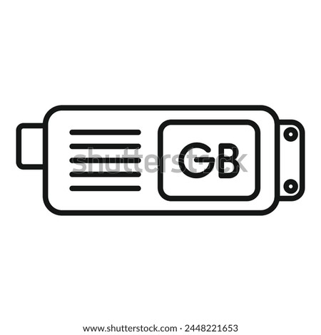 Gigabyte icon outline vector. Cyber disk. Device computer storage equipment